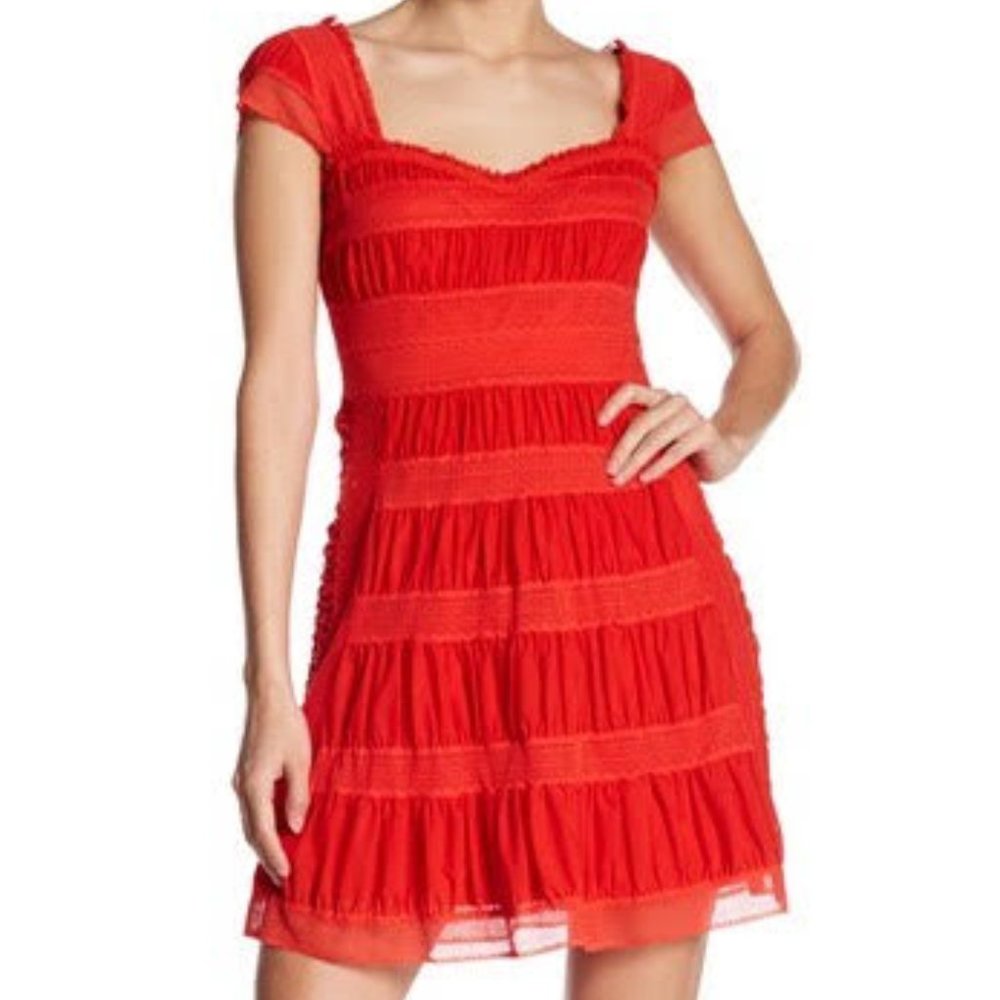 Free People Alicia Lace Mini Dress, red Sz 12 NWT! - Picture 4 of 10